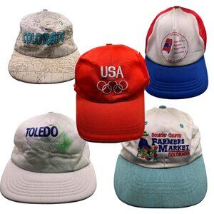 Lot of 5 Distressed Vintage Hats Colorado, USA Olympics, Farmers Market, Toledo